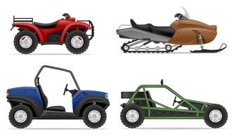 set icons atv automobile off roads vector illustration