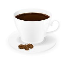 Taza de café y granos vector illustration