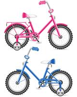 Ilustración de vector de bicicleta niños rosa y azul