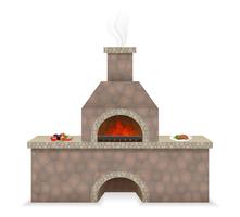 barbecue oven built of stone vector illustration