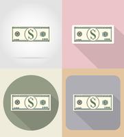 banknote one hundred dollars flat icons vector illustration