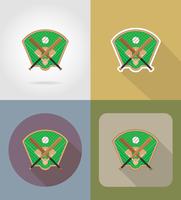iconos planos del campo de béisbol vector illustratio