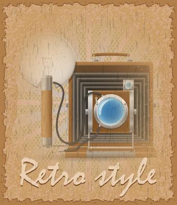 retro style poster old camera photo vector illustration