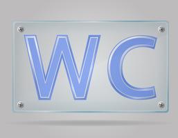 transparent sign toilet on the plate vector illustration