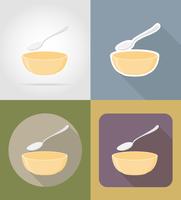 soup plate with spoon objects and equipment for the food vector illustration