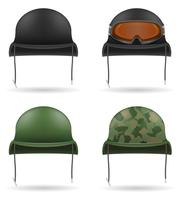 set icons military helmets vector illustration