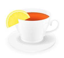 Taza de porcelana de té con limón ilustración vectorial vector