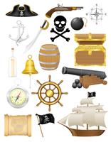 set of pirate icons vector illustration