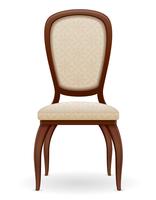 Silla de madera, muebles con respaldo acolchado y asientos, ilustración vectorial