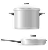 pots and pans tableware vector illustration