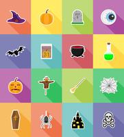 Halloween iconos planos vector illustration