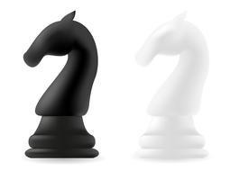 knight chess piece black and white vector