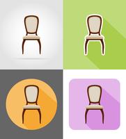 silla muebles conjunto de iconos planos vector illustration