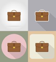 leather briefcase flat icons vector illustration
