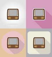 viejo retro vintage tv plana iconos vector illustration