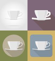 cup saucer objects and equipment for the food vector illustration