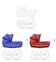 Ilustración de vector stock carro de bebé retro