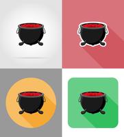 halloween cauldron with the magic potion flat icons vector illustration