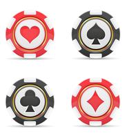 fichas de casino con juegos de cartas ilustración vectorial vector