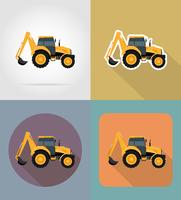 Ilustración de vector de iconos planos de tractor