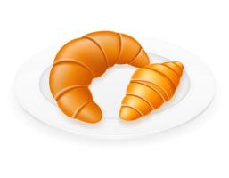 croissants lying on a plate vector illustration