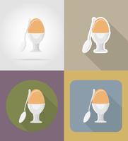 egg with a spoon objects and equipment for the food vector illustration