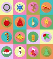 Navidad y año nuevo iconos planos vector ilustración