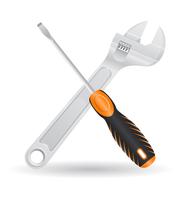 tools screwdriver and screw wrench icons vector illustration