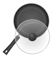 frying pan with a transparent cover vector illustration