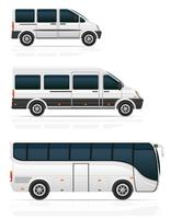 Autobuses grandes y pequeños para transporte de pasajeros ilustración vectorial vector