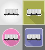 ferroviaria, tren, plano, iconos, vector, ilustración vector