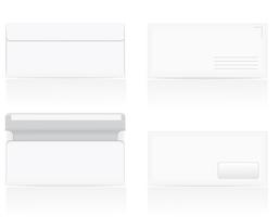 set of white blank envelopes vector illustration