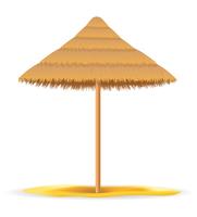 sombrilla de playa hecha de paja y caña para la ilustración de vector de sombra