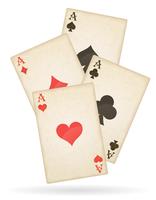 playing cards aces of different suits old retro vector illustration