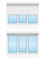 plastic window with rolling shutters vector illustration