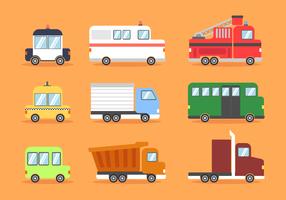 Transporte terrestre Clipart Vector Set