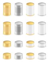 metal tin can set icons vector illustration