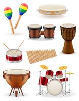 percussion musical instruments set icons stock vector illustration