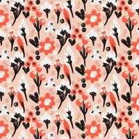 Vector Hand Drawn Seamless Floral Pattern