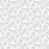 Vector Outline Floral Seamless Pattern