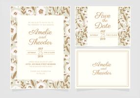 Vector Floral Wedding Invitation Template