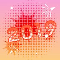 2019 new year banner with comic text effects vector