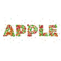 Cartoon word apple. Green, red, yellow cartoon. vector