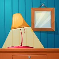 Table lamp, frame, stone, table - cartoon illustration vector