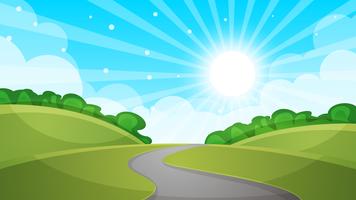 cartoon landscape road illustration. vector