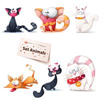 Cute, funny, crazy cat illustration. vector