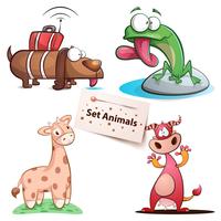 Dog, frog, giraffe, cow - set animals. vector