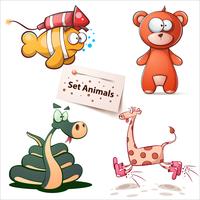 Fish, bear, snake, giraffe - set animals. vector