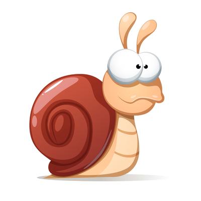 Funny, cute snail illustration. Shadowand reflect.