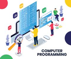 Programming Isometric Artwork Concept vector